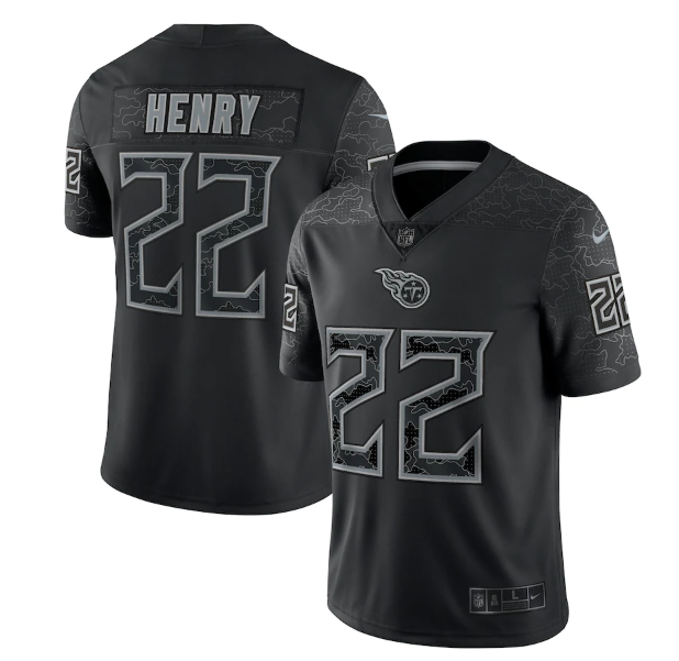 Men's Black Tennessee Titans #22 Derrick Henry Reflective Limited Stitched Football Jersey